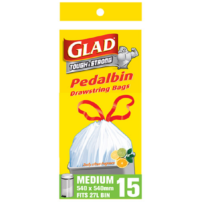 Glad® Tidy Bin range Pedalbin bags Medium 15’s – 540mm x 540mm