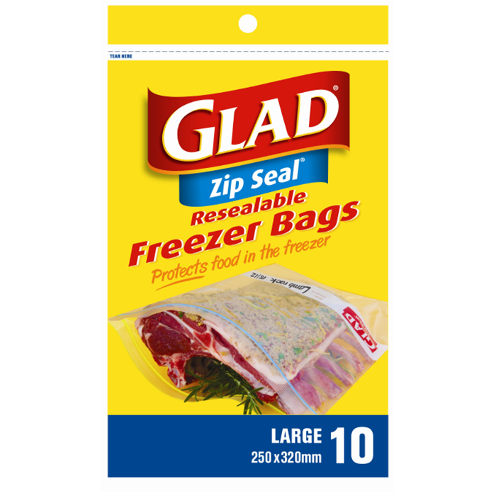 Glad® Freezer Zip Seal® Large 10’s 250mm x 320mm