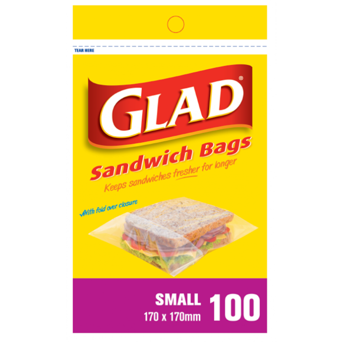 Glad® Sandwich Bags Small 100’s – 170mm x 170mm
