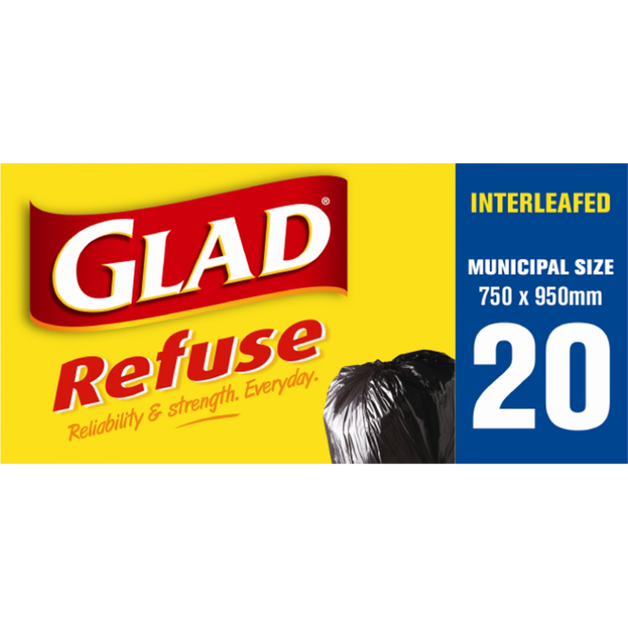 Glad® Tidy Bin Range Refuse Interleafed – 750mm x 950mm