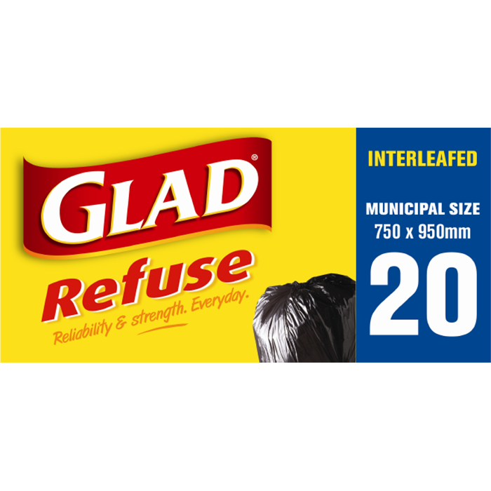 Glad® Tidy Bin Range Refuse Interleafed – 750mm x 950mm